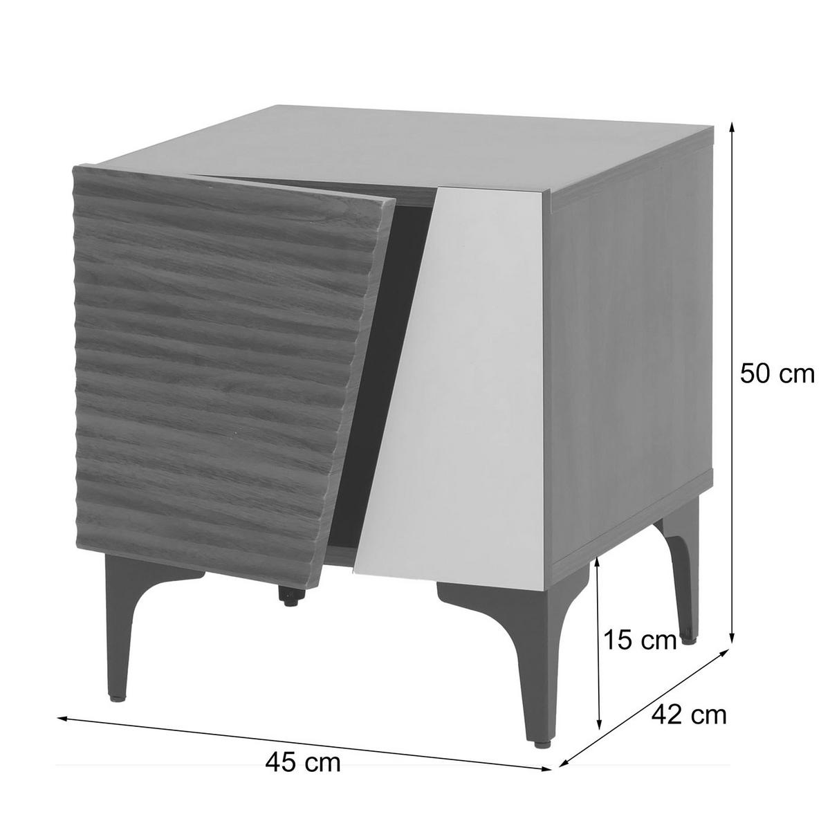 NACHTTISCH quadrat Walnuss Dekor - Walnussfarben, Holz (45/50/42cm) - MCW