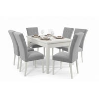 TISCHGRUPPE DAKOTA 170/90 cm in Weiß mit 6 Stühlen in Hellgrau - Hellgrau/Weiß, Holz/Holzwerkstoff (90/77/170cm) - Deine Möbel 24