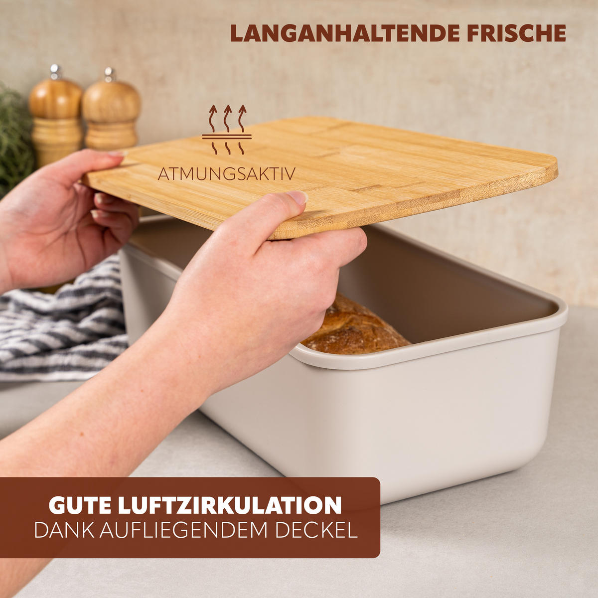 BROTAUFBEWAHRUNGS-SET 2tlg., Kunststoff, Metall, hellgrau - Grau, Kunststoff (40/12.5/23cm) - eluno