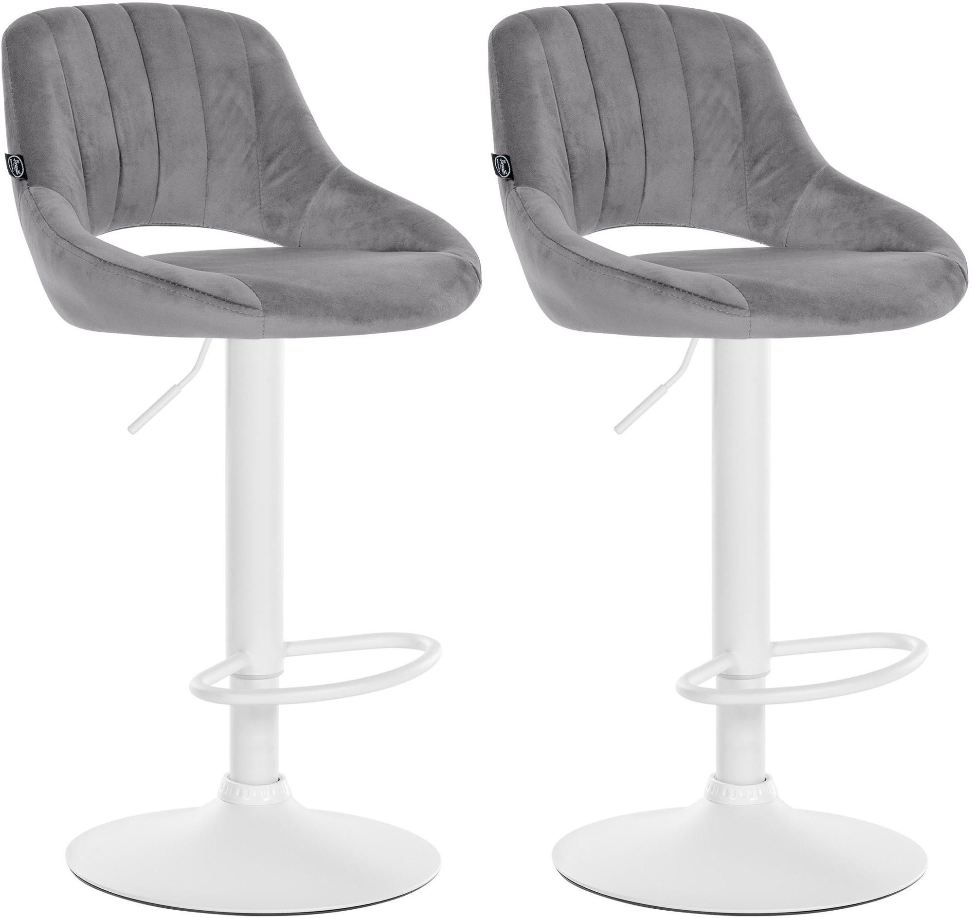 BARHOCKER 2er Set Samt dunkelgrau - Dunkelgrau/Weiß, Textil (47/85/48cm) - CLP