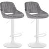 BARHOCKER 2er Set Samt dunkelgrau - Dunkelgrau/Weiß, Textil (47/85/48cm) - CLP