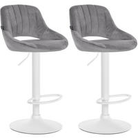 BARHOCKER 2er Set Samt dunkelgrau - Dunkelgrau/Weiß, Textil (47/85/48cm) - CLP