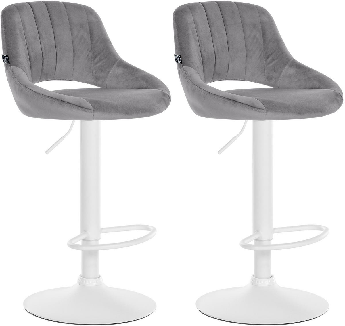 BARHOCKER 2er Set Samt dunkelgrau - Dunkelgrau/Weiß, Textil (47/85/48cm) - CLP