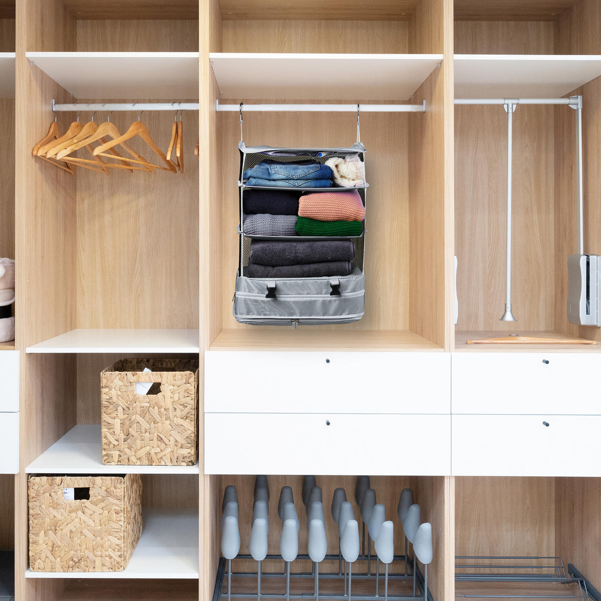 GEPÄCK-ORGANIZER - Grau, Textil/Metall (44/55/30cm) - Relaxdays