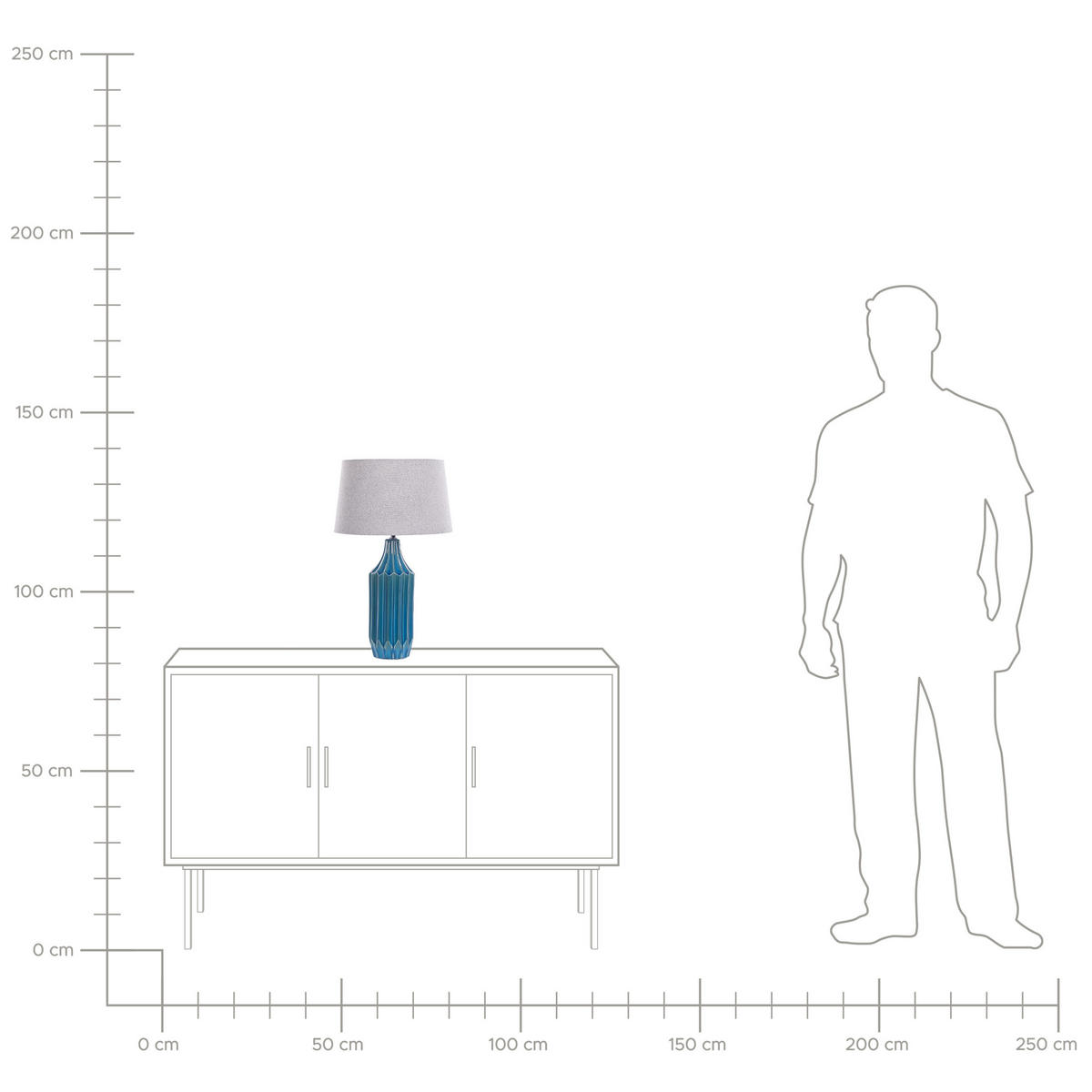 TISCHLAMPE Abava 35/35/56 cm - Blau, Keramik (35/35/56cm) - Beliani