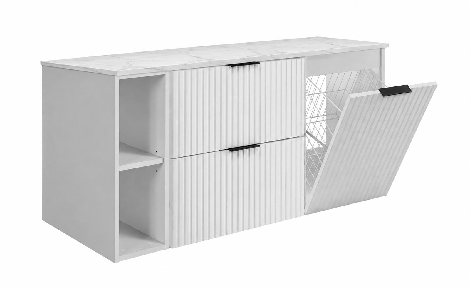 3XE Living Badmöbel-Set Weiß, Eiche 120x57x46 cm