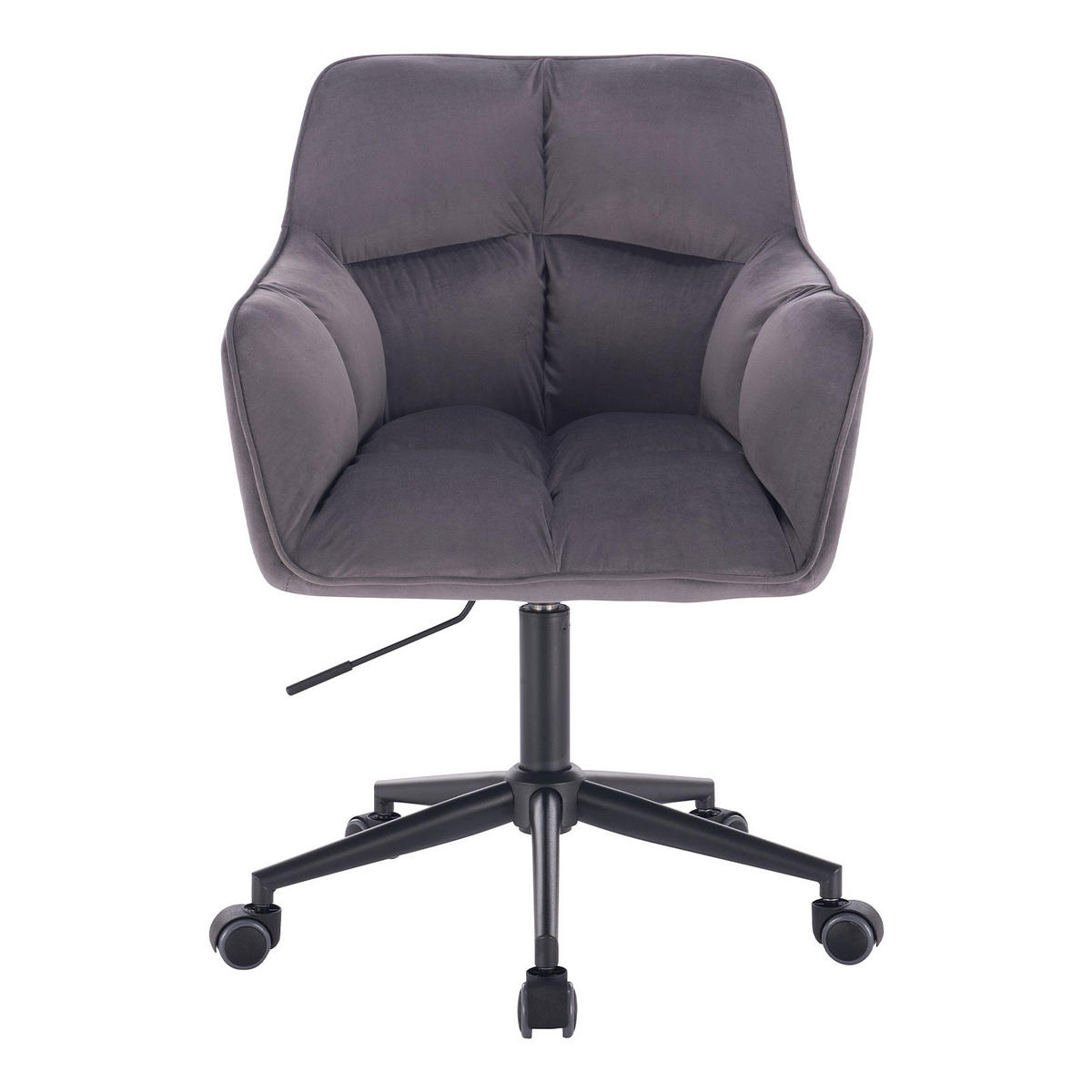 SCHREIBTISCHSTUHL JERRY Samt Dunkelgrau - Dunkelgrau/Anthrazit, Textil/Metall (59/96/59cm) - SVITA