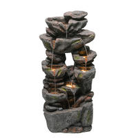 GARTENBRUNNEN, LED-Beleuchtung, Kunststein, Wasserspiel, Grau - Grau, Naturmaterialien (46/36/90cm) - FLIEKS