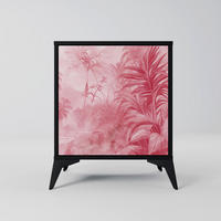 SIDEBOARD SWEET TROPICS, Schwarz, 57,5x42x70,5 cm, Schwarze Metall-Sternfüße - Multicolor/Schwarz, Holzwerkstoff/Metall (57.5/70.5/42cm) - SpaceRebels