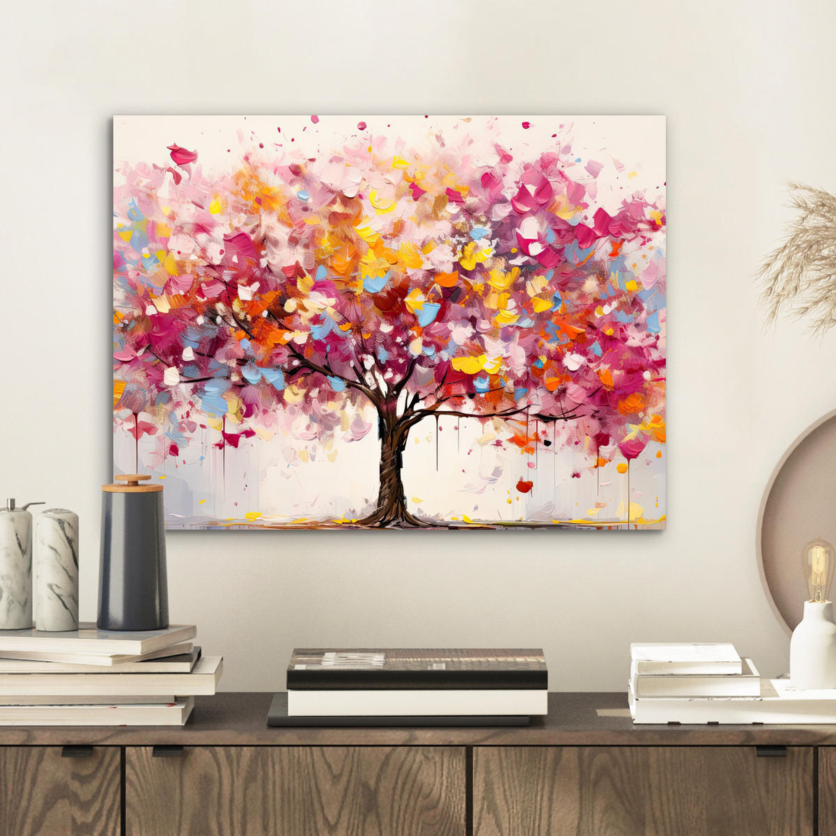 KOVOVÝ OBRAZ Akvarel - Strom - Umenie - Abstraktné 40x30 cm - viacfarebná, kov (40/30cm) - MuchoWow