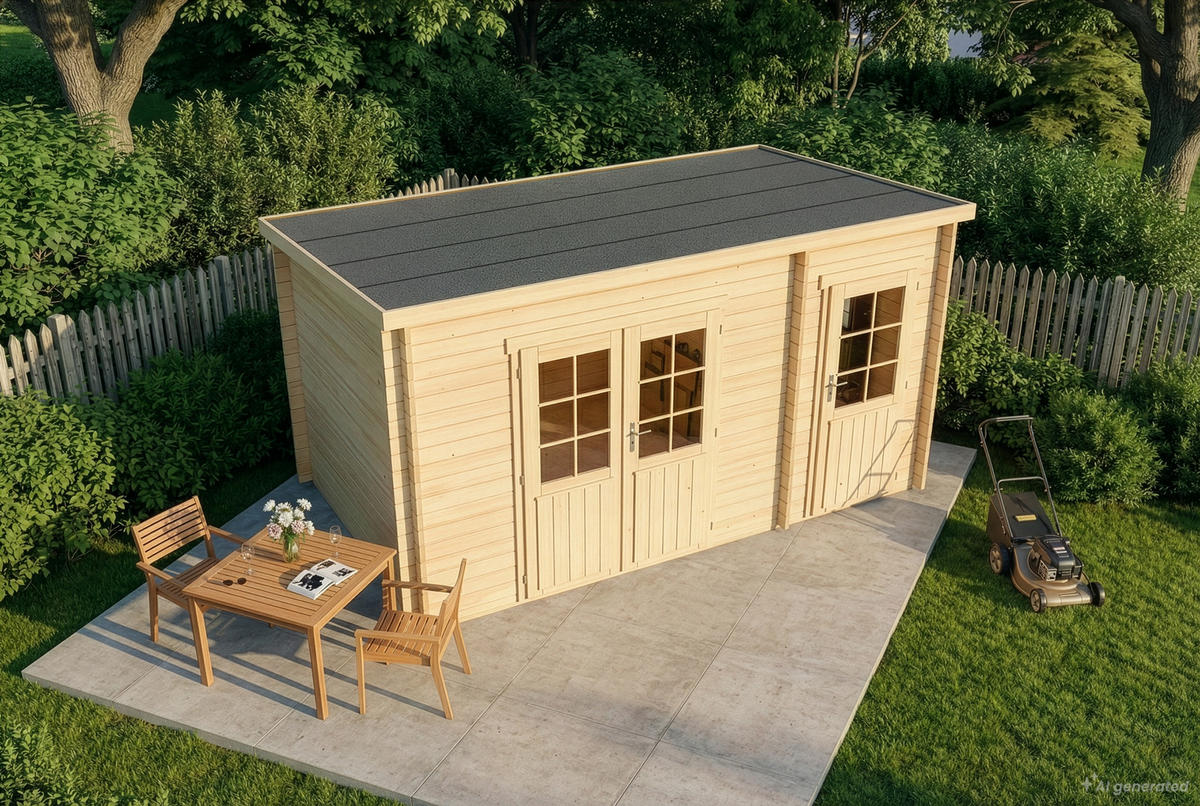 GARTENHAUS Holz Maria mit Anbau - Naturfarben, Holz (450/228/272cm) - Alpholz