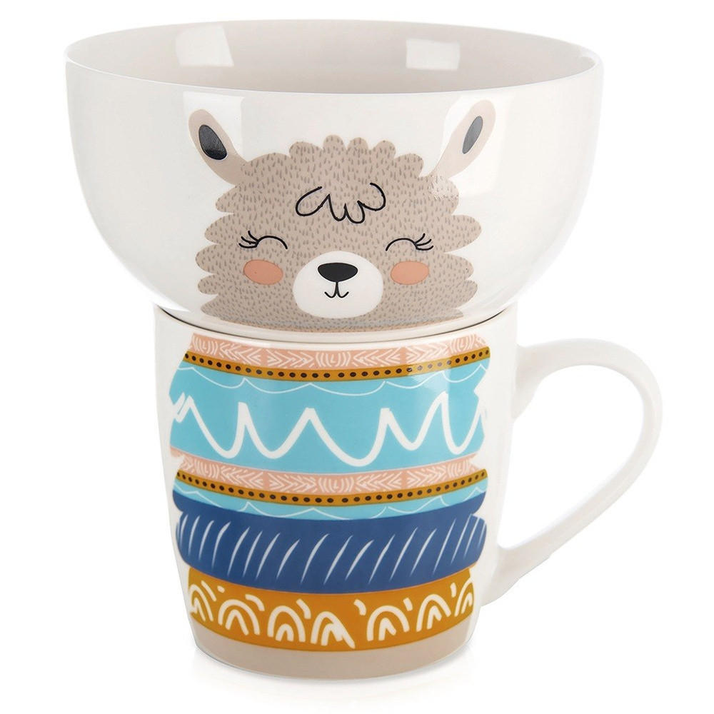 FRÜHSTÜCKSSET LAMA, Porzellan, weiß, 2-teilig - Weiß, Keramik (0.35L) - Orion 