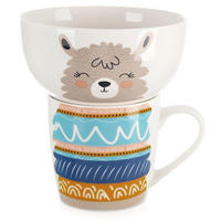 FRÜHSTÜCKSSET LAMA, Porzellan, weiß, 2-teilig - Weiß, Keramik (0.35L) - Orion 