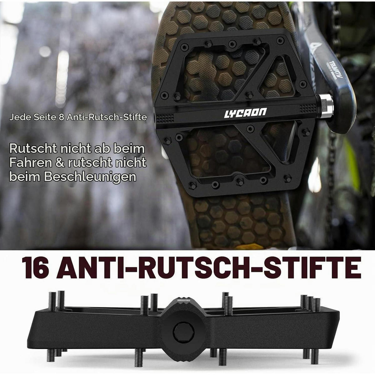 FAHRRADPEDALE Schwarz Rutschfest CR-MO Spindel 9/16 Zoll - Schwarz, Metall (10.9/2/10.9cm)