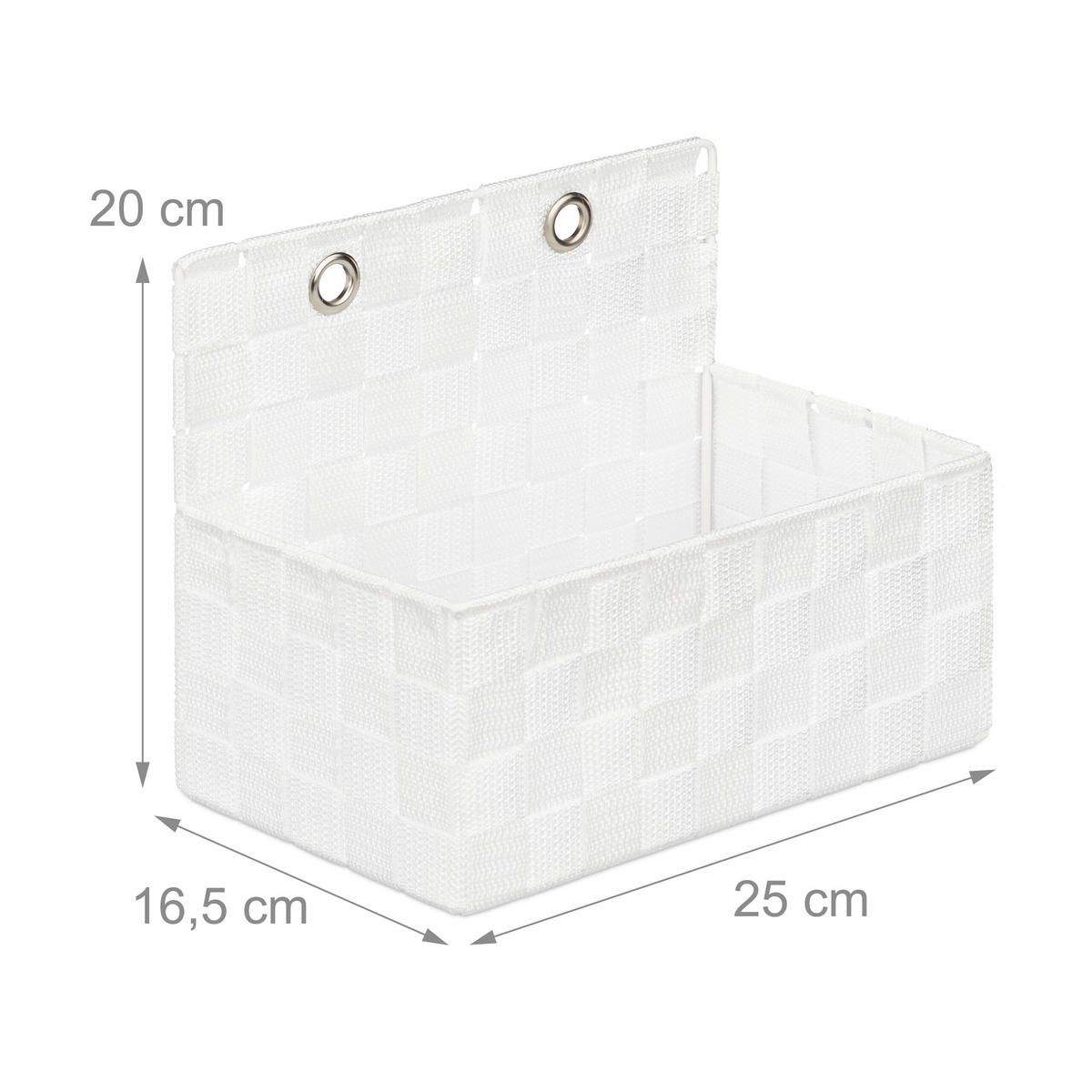 2XAUFBEWAHRUNGSKORB - Weiß, Kunststoff/Metall (16.5/25/20cm) - Relaxdays
