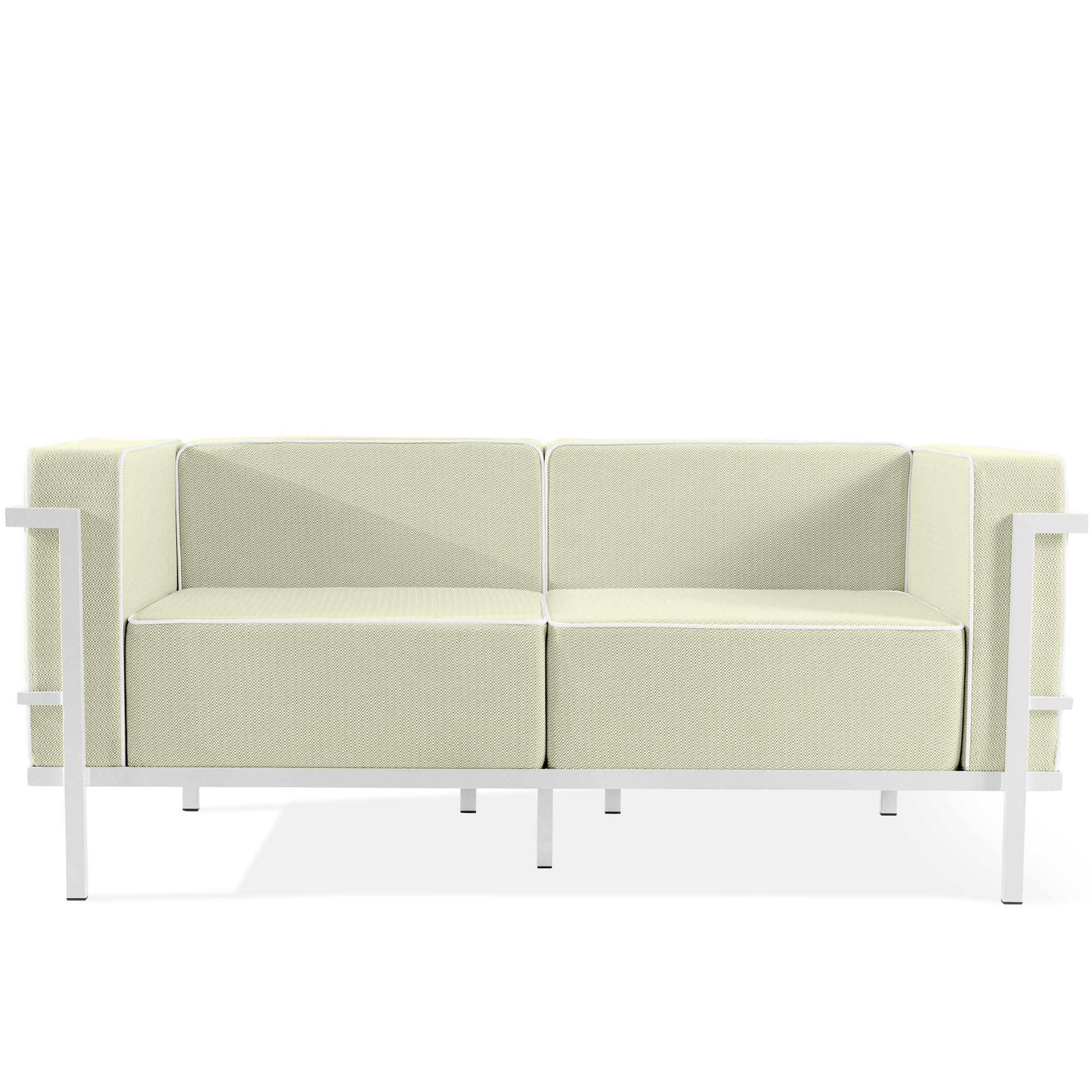 GARTENSOFA TRIGLO 2-Personen, Stahlrahmen, Modern, Weiß - Weiß/Hellgrün, Textil/Metall (164/70/69cm) - KONSIMO®