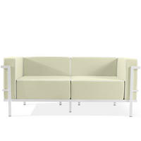 GARTENSOFA TRIGLO 2-Personen, Stahlrahmen, Modern, Weiß - Weiß/Hellgrün, Textil/Metall (164/70/69cm) - KONSIMO®
