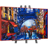 GEMÄLDE Straßen von Paris Schattenfugenrahmen Rot 140x100 cm - Rot, Holz (140/100cm) - YS-art gallery