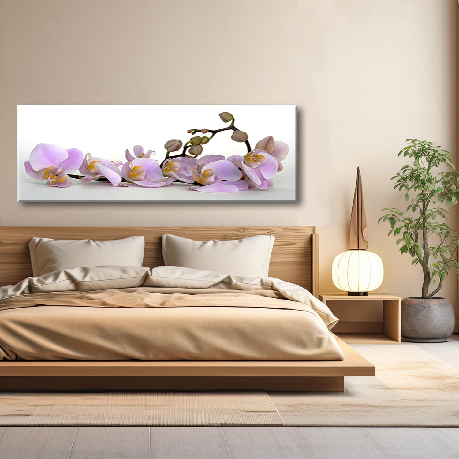 WANDBILD blühende orchideenblüte - Weiß, Textil (90/30cm) - Feeby