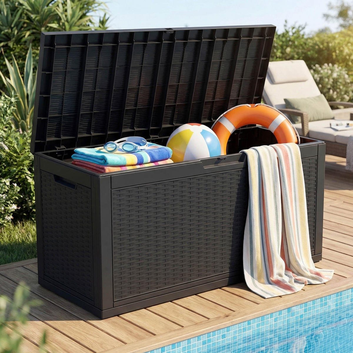 GARTENBOX 340L Schwarz - Schwarz, Kunststoff (119/58.8/51.7cm) - Akord