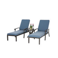 LOUNGE STUHL Patio Stuhl mit Baumwollkissen Blau 2-tlg - Blau, Metall (58/100/204cm) - ComfortXL