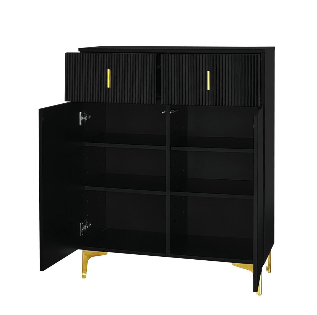SIDEBOARD z dřevotřísky, 83/35/101 cm černá se 2 dvířky a 2 zásuvkami - černá, kompozitní dřevo (83/101/35cm) - Modenvie