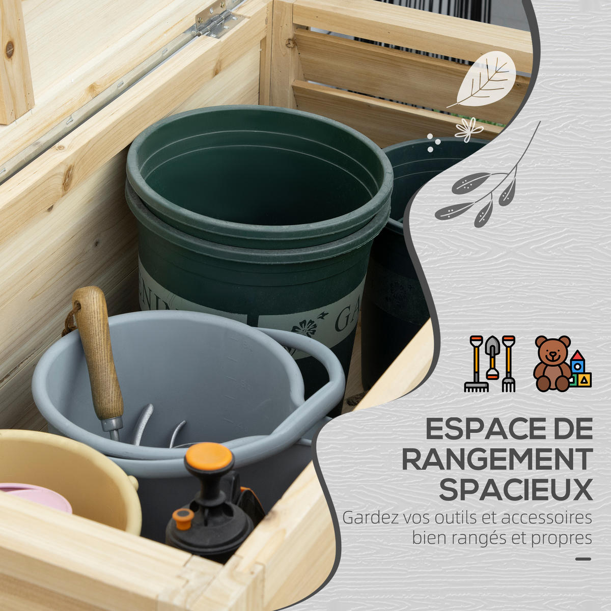 KISSENBOX DE-18671 155 L, Holz mit verzinktem Deckel - Naturfarben, Holzwerkstoff (50/50/110cm) - ComfortXL