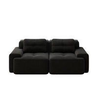 SOFA modular mit Tiefsitz 74 cm Cord Black - Schwarz, Kunststoff (104/69/204cm) - Meubliv