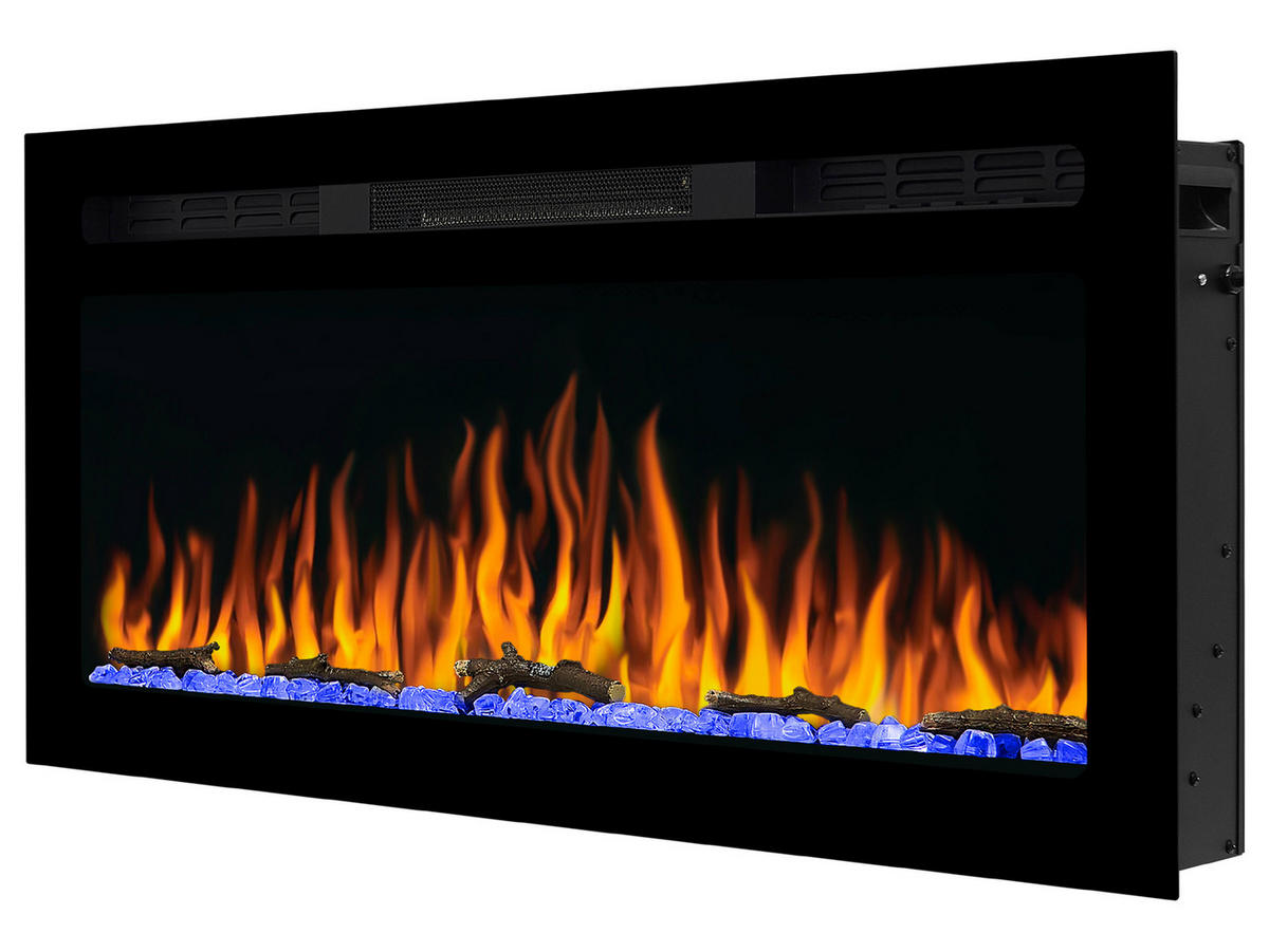 WAND-EINBAUKAMIN AF37WR – Breite 90 cm, 3D-Flammeneffekt, LED-Beleuchtung, Heizfunktion - Schwarz, Glas/Metall (95/45/14.5cm) - ArtiFlame