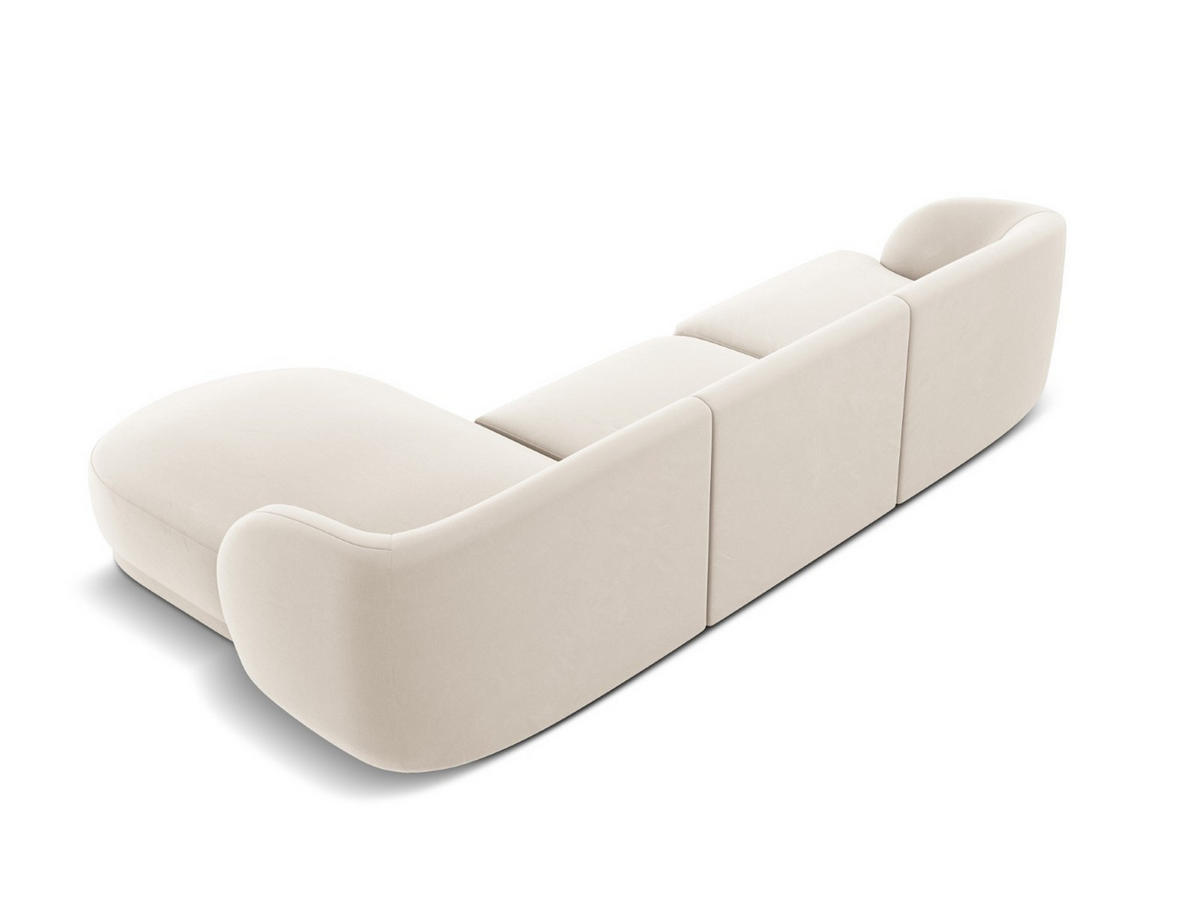 ECKSOFA rechts Miley aus Samt leichtes beige 4 Sitzplätze - Beige, Textil (156/255cm) - Micadoni