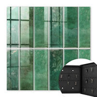 SCHLÜSSELBOX Schwarz 30x30 cm- Türöffnung nach rechts - Grünes Muster - Grün, Metall (30/30/5cm) - TULUP