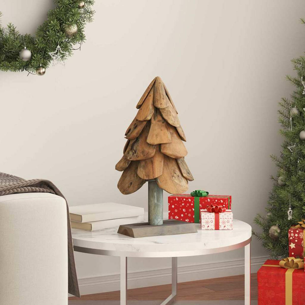 WEIHNACHTSBAUM Rustikaler 28/28/61 Cm Braun Massivholz Teak - Braun, Holz (61cm) - vidaXL
