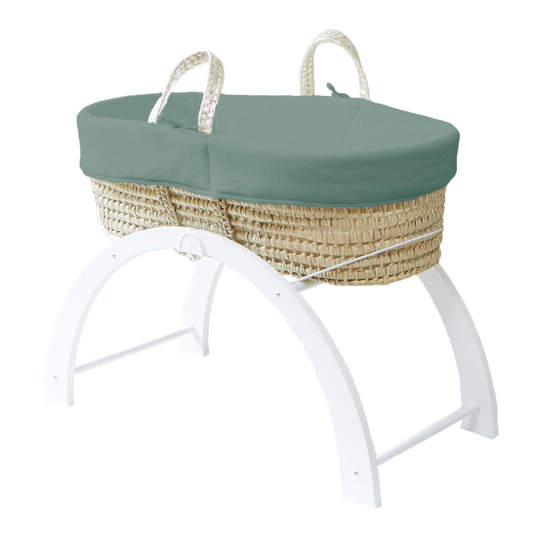 BABYTRAGEKORB mit umdrehbarem Gestell grün - Waldgrün, Naturmaterialien (29/78cm) - Premiers Moments