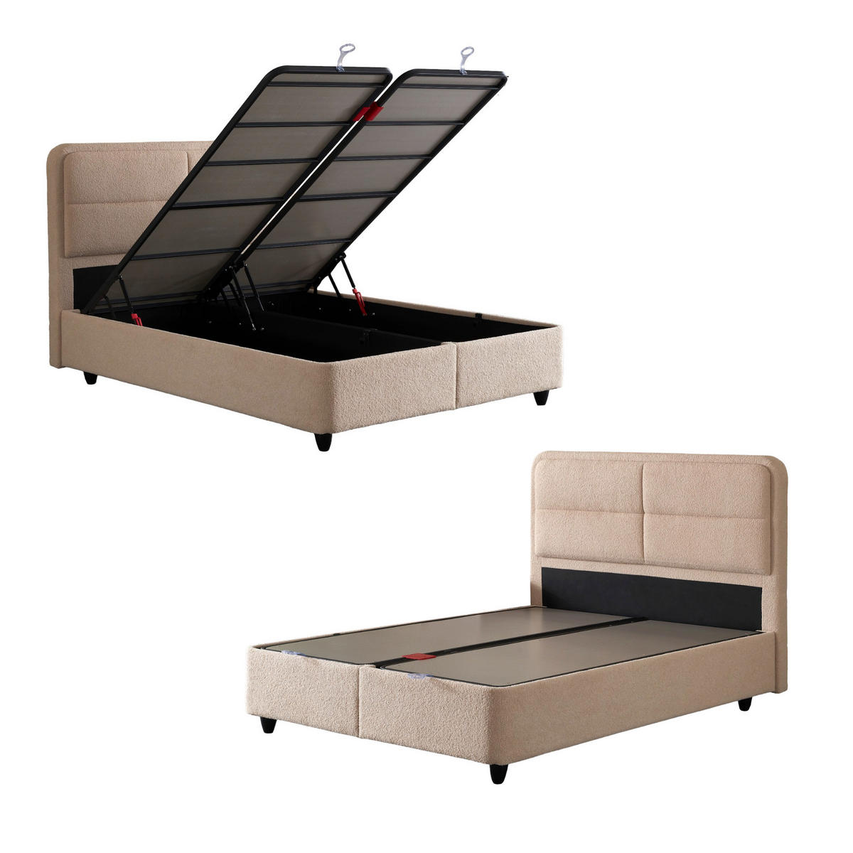 BOXBETT LUCCE Bett boxspringbett 180x200 mit matratze - Hellrosa, Holz (180/200cm)