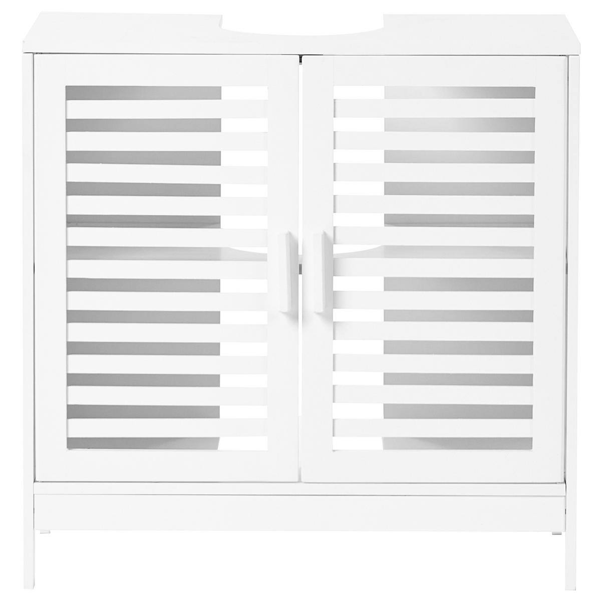 WASCHBECKENUNTERSCHRANK Bambus 60 cm Weiß Missoula - Weiß, Holz (60/60/30cm) - Beliani
