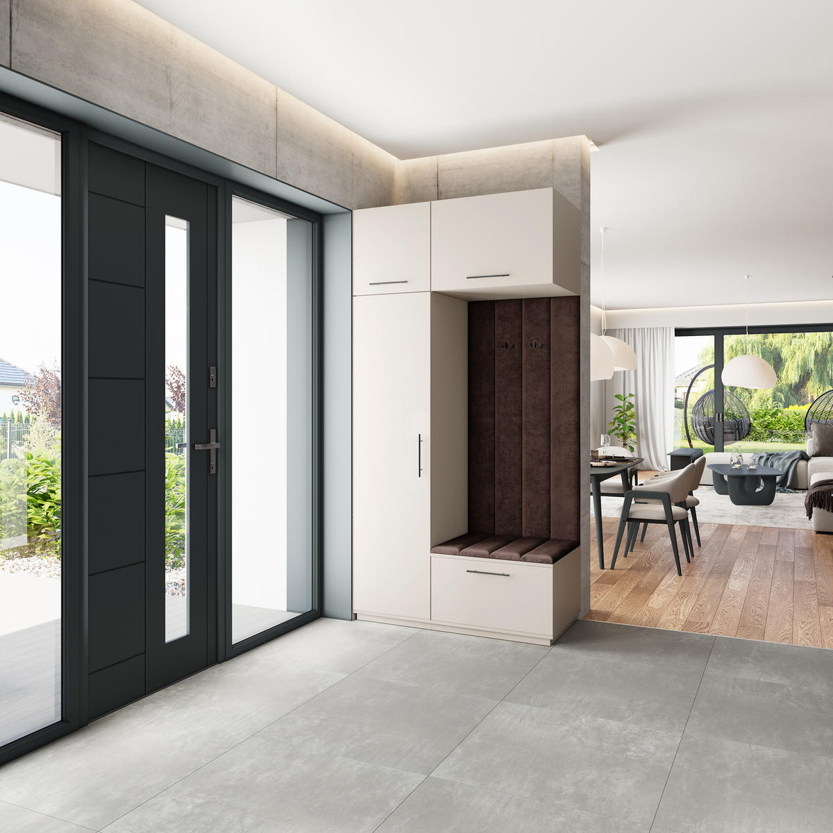 GARDEROBENSCHRANK REMA 120/240/60 cm Modern Garderobe-Set Kaschmir - Kaschmir/Braun, Holzwerkstoff (120/240/60cm) - MASSENO