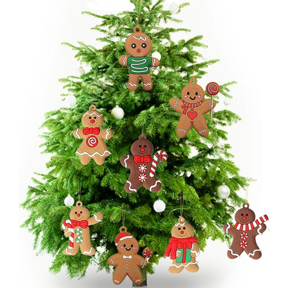 WEIHNACHTSBAUMSCHMUCK Lebkuchenmann 12-teiliges Set - Multicolor, Kunststoff (5.5/1/7cm)