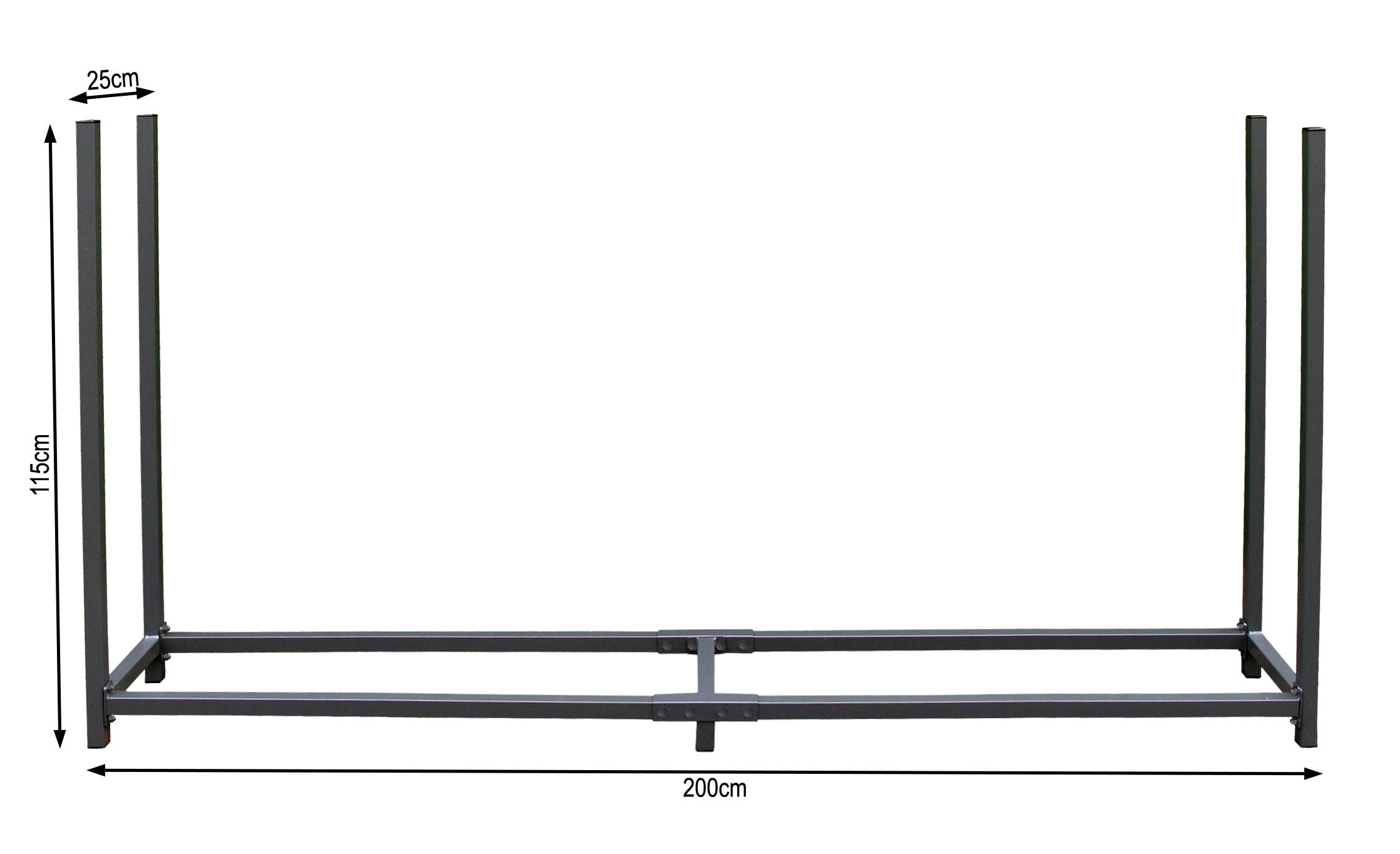 QUICK STAR KAMINHOLZREGAL Anthrazit 200cm × 25cm × 115cm