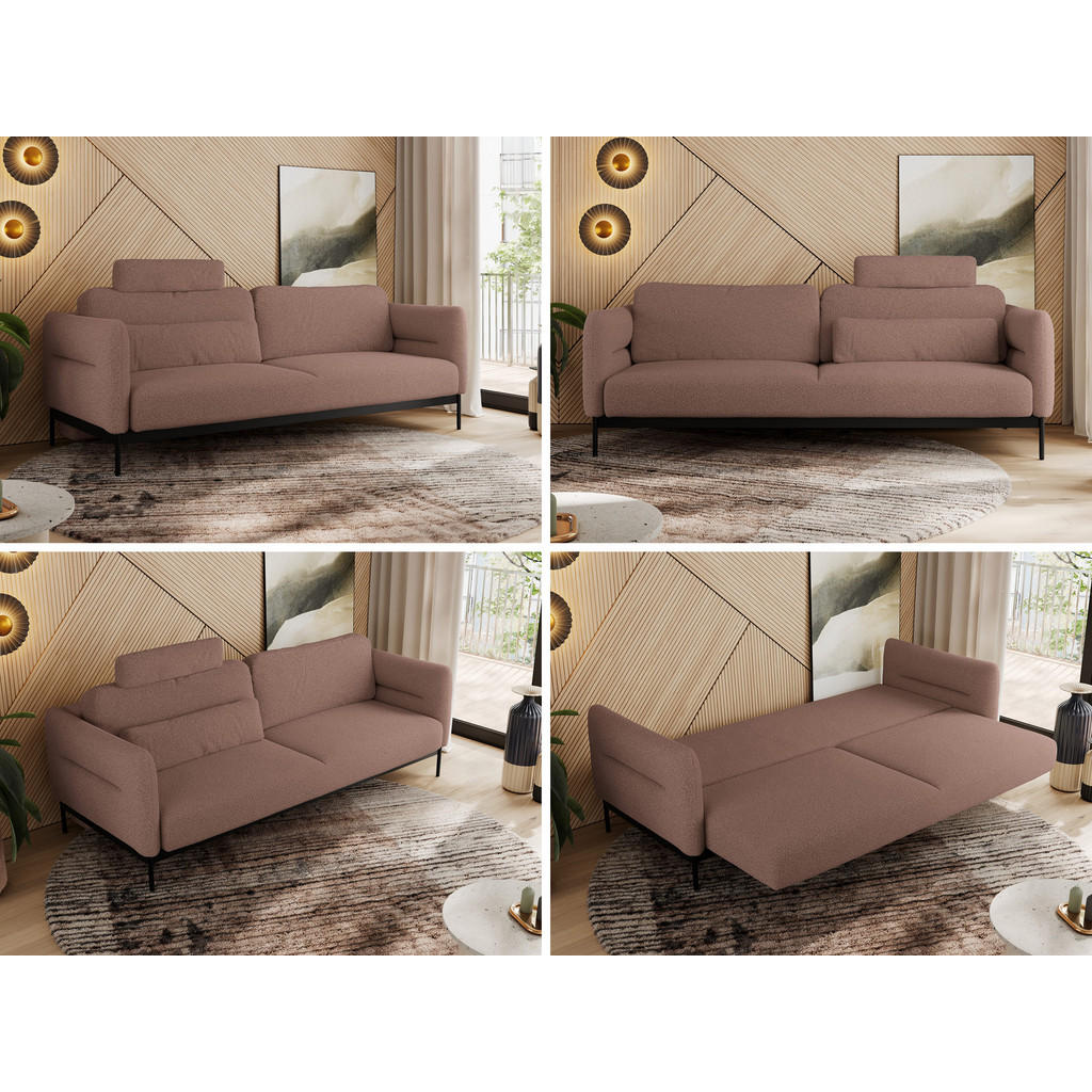 Thumbnail - MKS Sofa, Rosa, Textil, 3-Sitzer, 221x82x101 cm, Oeko-Tex®, Wohnzimmer, Sofas & Couches, Sofas, 3-Sitzer Sofas
