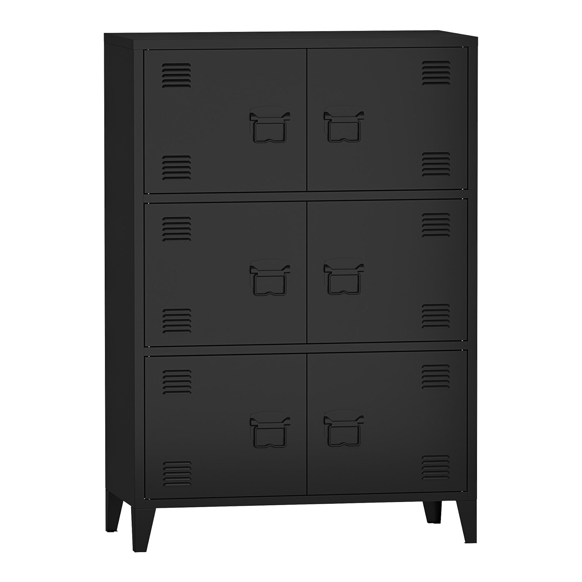 BÜROSCHRANK Hamina - Schwarz, Metall (80/113/40cm) - [en.casa]