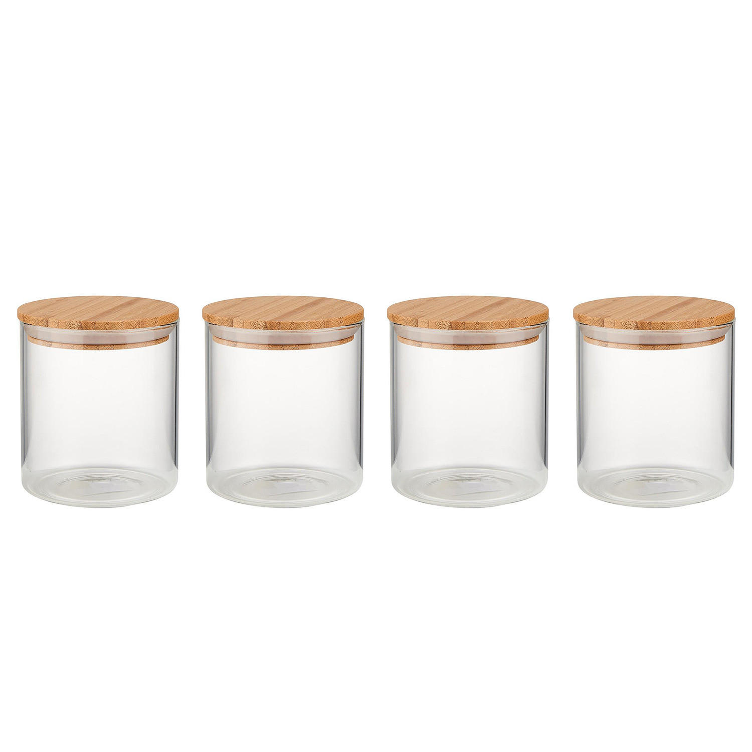VORRATSGLAS (4er Set) Woodlock - Transparent, Glas/Holz (11/13/11cm) - Butlers