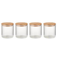 VORRATSGLAS (4er Set) Woodlock - Transparent, Glas/Holz (11/13/11cm) - Butlers