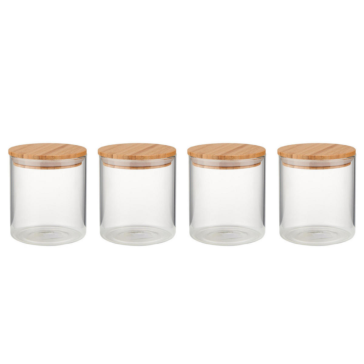 VORRATSGLAS (4er Set) Woodlock - Transparent, Glas/Holz (11/13/11cm) - Butlers