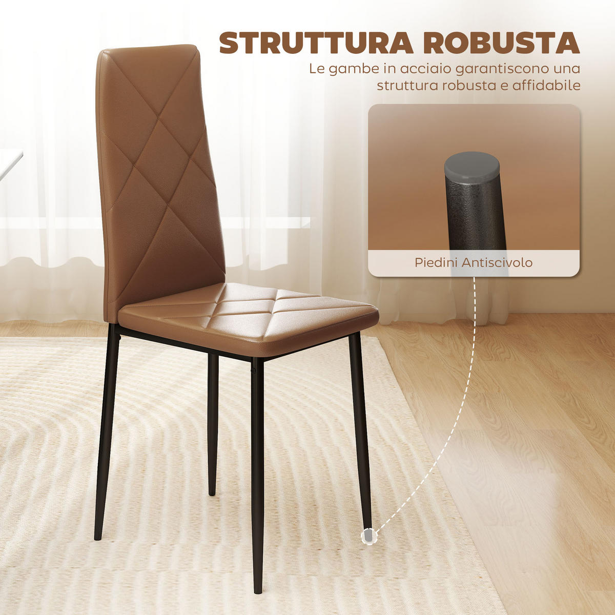 STÜHLE Braun 4 Stück - Braun, Leder (41/97/50cm) - GiPP
