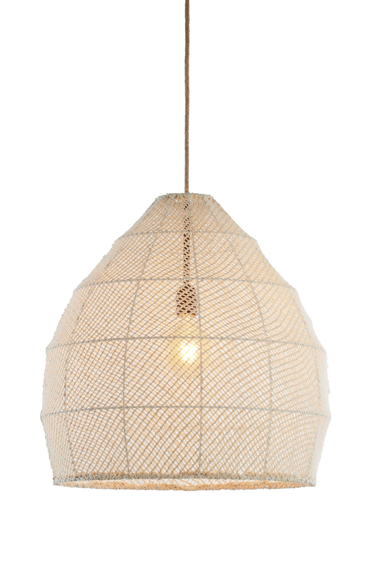 HÄNGELAMPE Makassar Weiß Ø50/50 cm - Weiß, Textil (50/50/50cm) - Light & Living