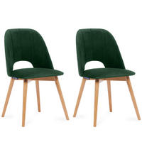 ESSZIMMERSTUHLE TINO 2-tlg Velours-Sitz, Dunkelgrün - Dunkelgrün/Eichefarben, Holz/Textil (48/86/44cm) - KONSIMO®