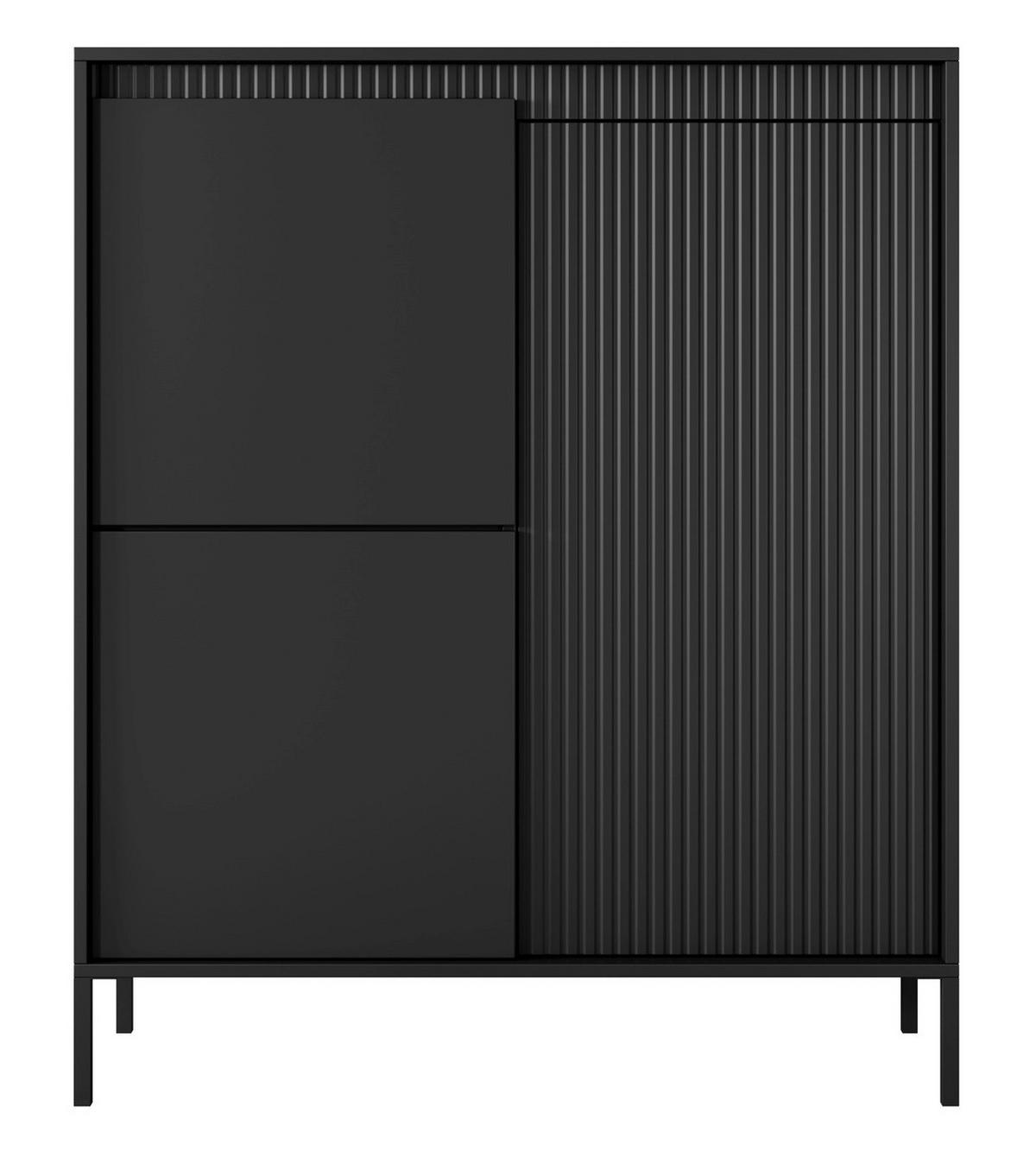 KOMMODE 104 cm Santori, Beine, 2 Türen, Schwarz - Schwarz, Holz/Metall (104/123/40cm) - Emporius