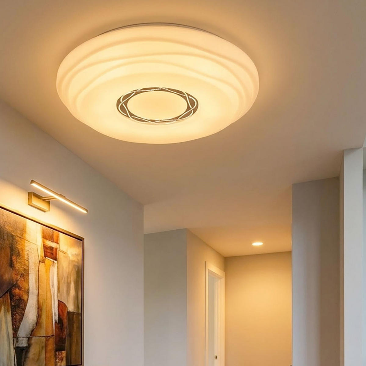 LED DECKENLEUCHTE Metall Weiß MALIK - Weiß, Metall (34/34/9cm) - Globo Lighting