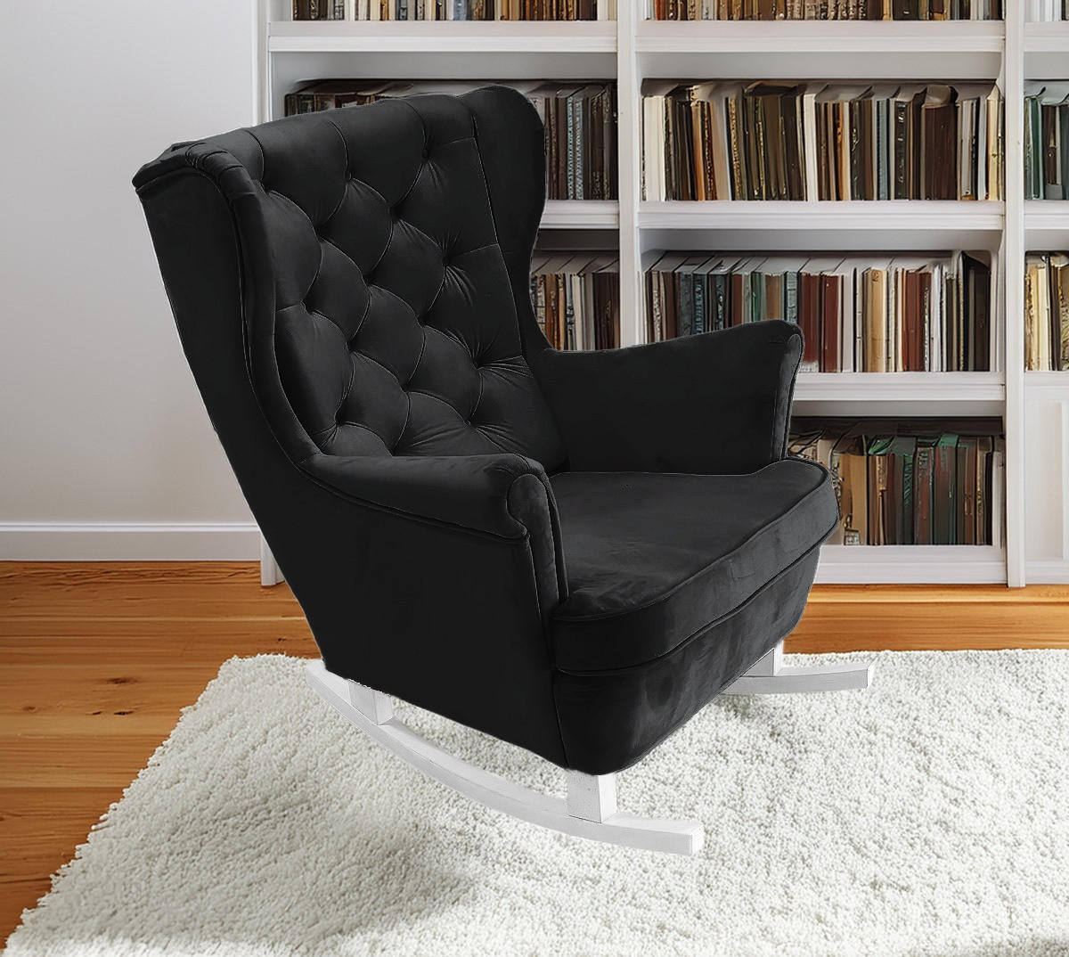 SCHAUKELSESSEL mit gepolstertem Sitz und Armlehnen, 102x81x95 cm, Schwarz_29884 - Aubergine/Weiß, Holz/Textil (81/102/95cm) - DomoHome