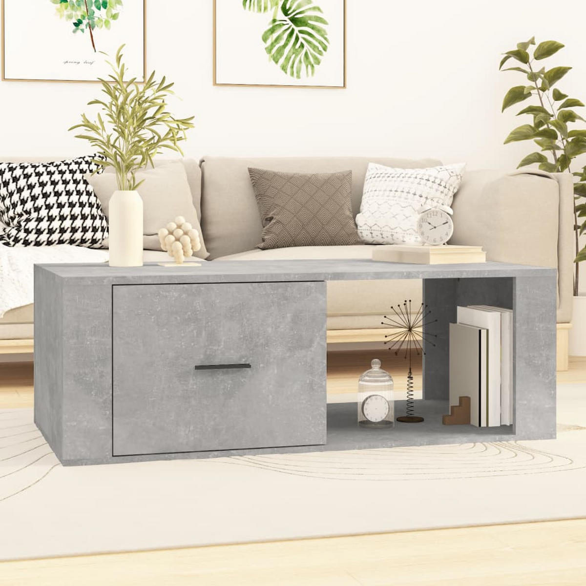 COUCHTISCH Betongrau 100x50,5x35 cm Holzwerkstoff - Grau, Holzwerkstoff (100/50.5/35cm) - furnicato